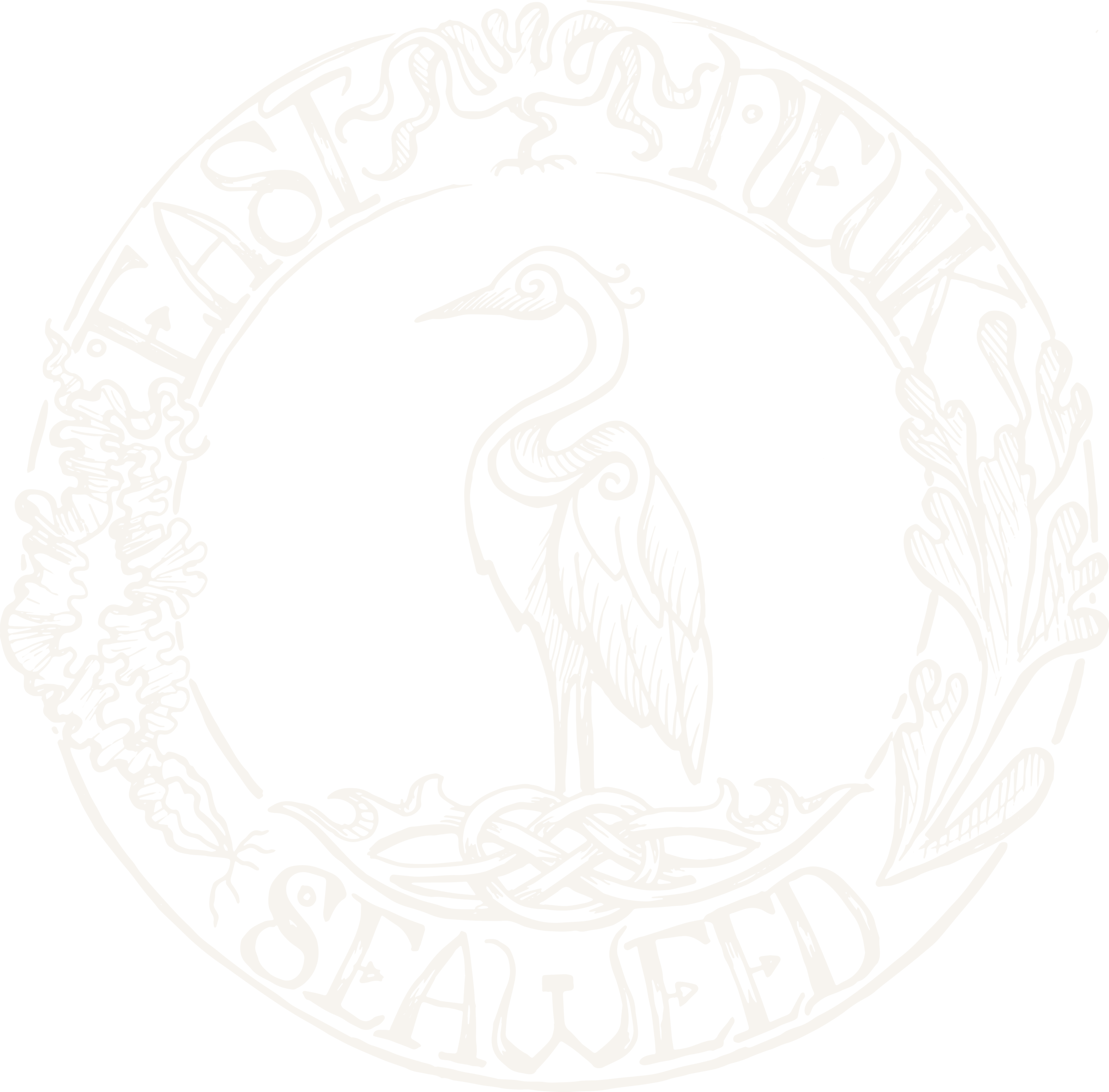 East Neuk Seaweed heron logo, reversed for dark backgrounds