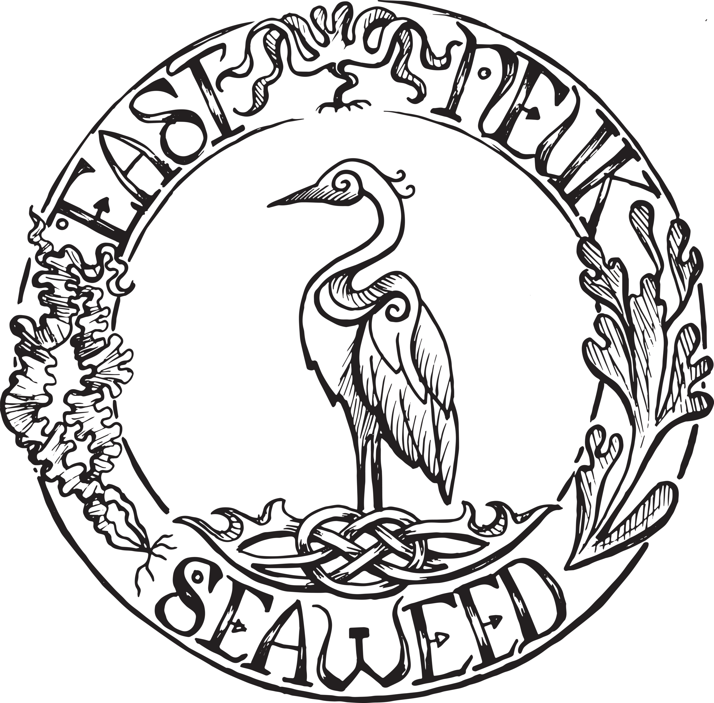 East Neuk Seaweed heron logo, dark on light
